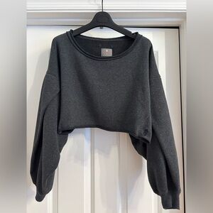 Free People Movement Dark Gray Cropped Sweatshirt